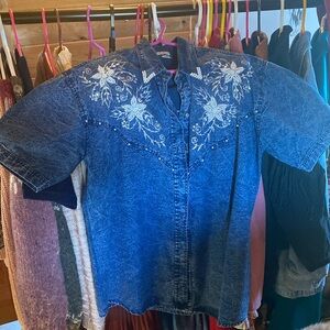 Vintage Beaded Denim Shirt